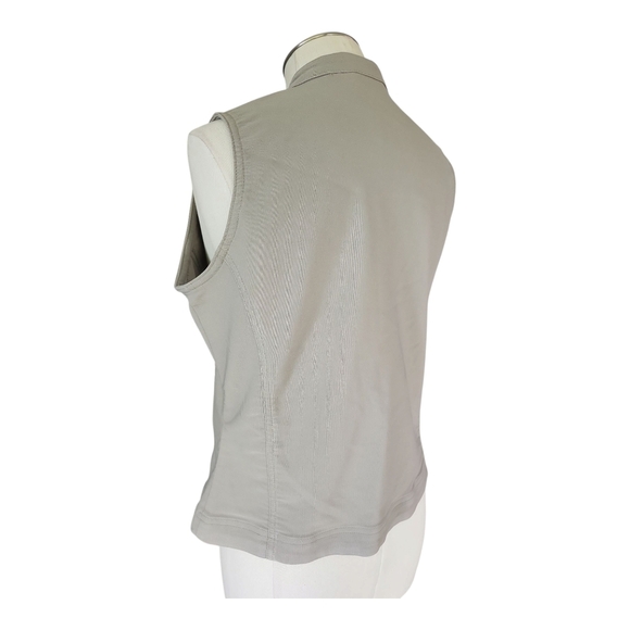 Line Up Light Gray Golf Embroidered Moto Vest | Zip Front Sleeveless | Size S - Picture 5 of 13